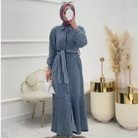 Clothing autumn clothing solid zipper style lace up waist denim dress