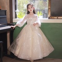Kids Clothing Evening Dress Winter Host Skirt Middle And Large Girl Birthday Flower Girl Princess Dress