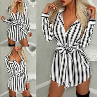 Women's Clothing Spring and Summer New Shirt Loose Fashion Striped Mid length Women's Shirt Spot