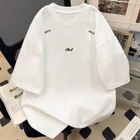 American Style Heavyweight Retro Pure Cotton T Shirt Summer Casual High Street Trendy Loose Short Sleeved Top