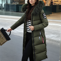 Women's Clothing New cotton padded jacket for women long styledown cotton jacket thickened over the knee fur collar cotton jacket soft winter coat