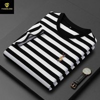 Men's Clothing Summer Striped Men's New Short-Sleeved T-Shirt Men's Short-Sleeved Embroidered Lapel Top