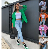 Women's Clothing Spring And Summer New Women's Clothing Loose Solid Color Long Sleeved V Neck Button Shirt Shirt Women