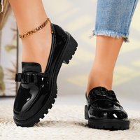 patent leather glossy tassel mid heel vintage loafers plus fashion casual single shoes