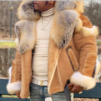 Men's imitation fur fur one big fur collar long sleeve fur coat