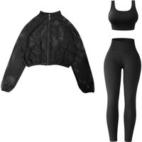 Breathable Long Sleeve Sports Top & Leggings Running Gym Dance 