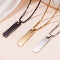 full-body stainless steel simple long pendant sweater chain men's and women's gold plated titanium steel geometric rectangular necklace