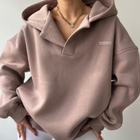 Fleece Hooded Printed Long Sleeve Base Sweater V neck Fleece