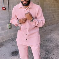 Clothing foreign trade European American casual corduroy suit Independent station striped sleeved shorts two piece set