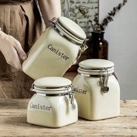 900ml Ceramic Airtight Canister With Locking Clasp - Food Storage Jar For Coffee Beans Tea | Moisture & Pest Proof | INS Pantry Organization Essential