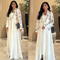 Elegant Embroidered Abaya Dress For Women - Long Sleeve Loose Fit Muslim Clothing With Floral Patterns, Perfect For Daily Wear & Special Occasions