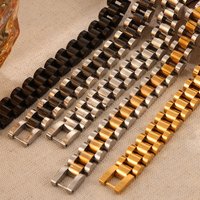 Ins Fashion Simple Hip-Hop Light Luxury Thick Titanium Steel Gold-Plated Wide Strap Chain Men's Bracelet Jewelry