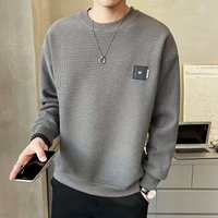 Men's Casual Crew Neck Sweatshirt – Loose Fit Solid Color Pullover For Everyday Wear, Trendy Autumn & Spring Essential