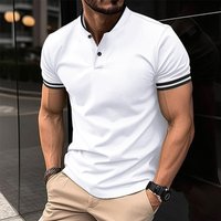 2025 Casual Fashionable Solid Short Sleeved Stand Up Collar T shirt Summer Versatile Comfortable Top