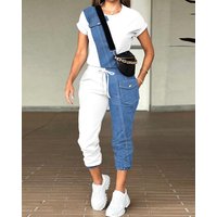 Clothing ready made splicing top + pants suit