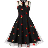 Clothing supply mesh embroidery waist sleeveless Christmas palace swing mid length dress