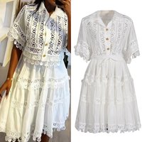 Clothing Autumn Lapel Embroidered Lace Short Shirt Elegant Skirt Suit