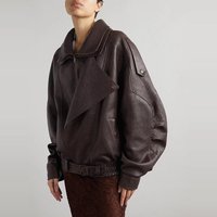 Clothing Faux Leather Cropped Biker Jacket Double Collar Stylish Line Outerwear Fall & Winter