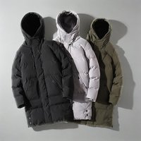 Men's Winter Long Down Jacket With Hood, Thickened Polyester Coat For Cold Weather, Plus Size Available From M To 8XL, Black/Grey/Green