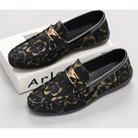 SHLIANG Loafers Flower Pattern Business Casual Formal Shoes Driving Shoes Fashion Popular Work Footwear Y0305