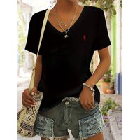  Printed Short Sleeve Tee Breathable Round Neck Top Spring & Summer Style J