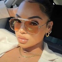 Unisex Oversized Cat Eye Sunglasses Metal Frame UV400 Protection Trendy Instagrammable Full Rim Shades For Women