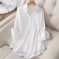plus Classic Shirt Lapel Collar Long Sleeves Comfortable Office Casual Wear Curvy Figures