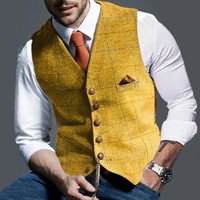 Men's Autumn/Winter New Wish Vest Style Fashion Plaid Waistcoat Vests One Piece Outbound
