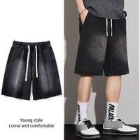 Retro Trendy Denim Shorts Loose Fit Straight Leg Casual Summer Style Five Point Pants Versatile Wide Leg