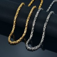 New Titanium Golden Thick Stainless Steel Necklace, Domineering Male Water Wave Chain
