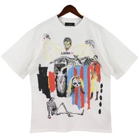 Mans clothing AMIRI Vampire Skull Lightning graffiti splash ink short sleeve T shirt loose casual chic