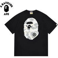 A BATHING APE BAPE-Simple Ape Head Men's Short Sleeved T-shirt With Letter Printed Pattern