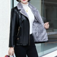  Fleece Lined PU Leather Jacket – Plus Winter Coat Faux Fur Collar 