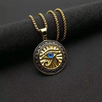 New Egyptian Of Horus Necklace Gold-Plated Blue Eye Round Pendant