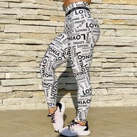 Clothing classic white letter high waist printed yoga pants sports