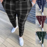 Spring New High Waist Suit Pants Men Fashion England Style Plaid Business Casual Trousers Mens Slim Fit Formal Pants Man