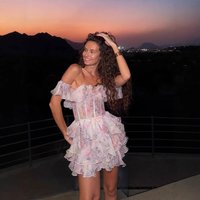 Clothing Colorful Printed One Shoulder Folded Ruffle Waist Dress