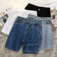 Clothing Denim Loose Straight Simple Shorts Washed Retro Casual Shorts