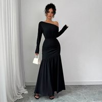 Women's Clothing One Shoulder Sexy Pleated Dress Autumn And Winter High Cooling A Skirt