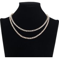 Women’s Jewelry Set Fashion 3mm5mm Alloy Rhinestone Line Tennis Necklace For Men And Women Gold High End Simple And Versatile Necklace Chain