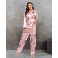 Two piece set elastic satin home wear pajamas