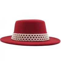 Simple en Women Wide Brim Warm Wool Felt Jazz Fedora Hats Retro Style Solid Color Panama Trilby Party Formal Hat
