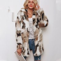 Women's Clothing Suit Collar Mixed Color Fur Coat Women's Coat Long Sleeve Autumn And Winter Coat