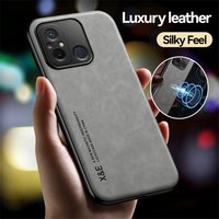 For Xiaomi Redmi 12C Case Sheepskin Leather Back Cover Redme 12C 12 C C12 4G 6.71″ Redmi12C Car Magnetic Holder Shockproof Coque