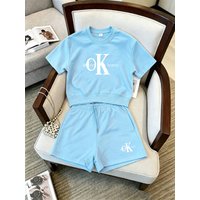 Clothing 2026 Fashionable Casual Sports Suit Summer Style Chic Youthful Two Piece Set T Shirt Shorts