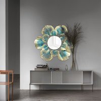 Nordic Light Luxury Wall Decoration Flower Mirror Gold Apricot Leaf Flower Mirror Wall Hanging Iron foyer Decorative Mirror