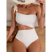 Clothing Swimsuit One Shoulder Lace Up High End Solid One Piece Swimsuit Hollow Hot Spring Swimsuit