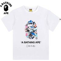 A BATHING APE BAPE-Ape Head Japanese Trendy Brand Letter Printed Short Sleeved T-shirt Made Of Pure Cotton Fabric