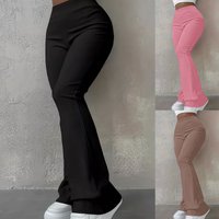 High Waisted Ribbed Leggings Slim Fit Stretchy Pants Fall & Winter Solid Casual Basics 