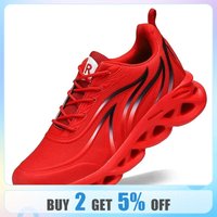 Fashion Running Shoes Flame Printed Sneakers Knit Athletic Sports Blade Cushioning Jogging Trainers Lightweight